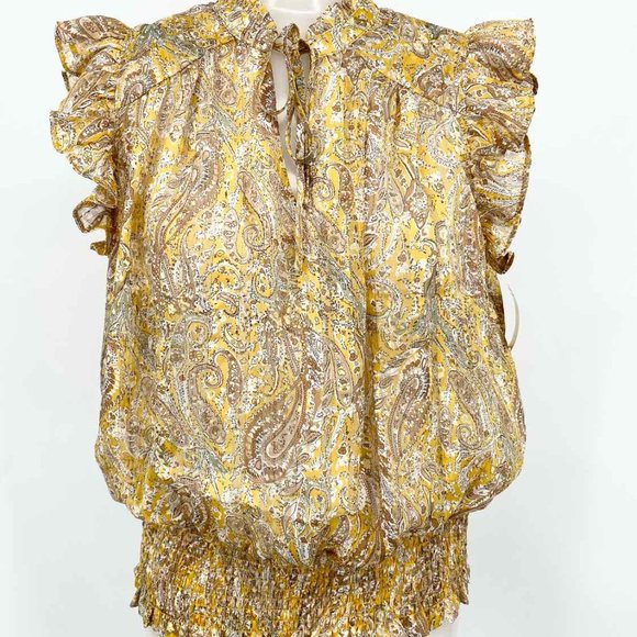 Rachel Zoe Tops - NWT‎ Rachel Zoe Paisley Shirred Metallic Blouse Small